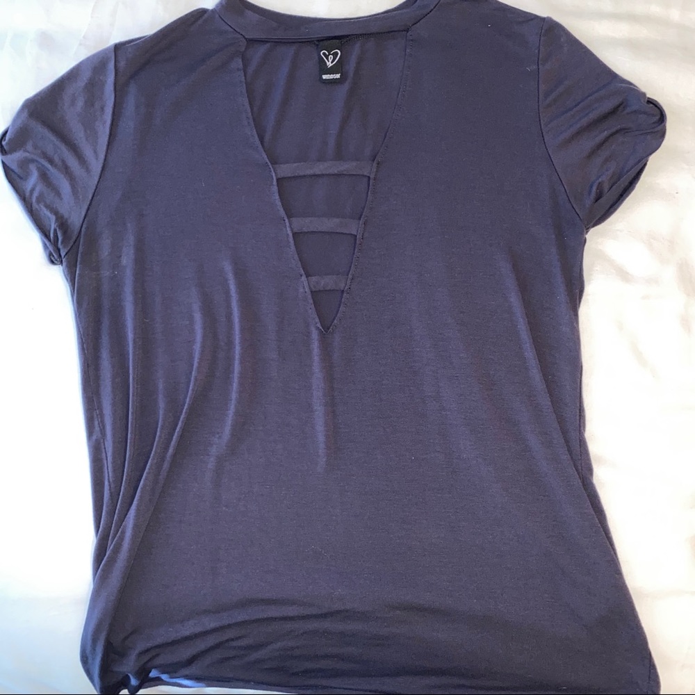 Dark Purple V Neck Tee